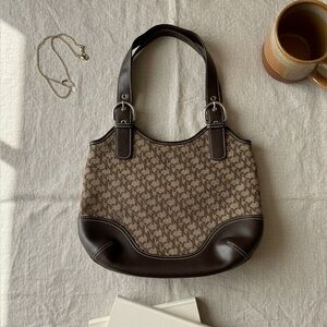 NY&C Brown Patterned Women's Bag with Leather Accents + Straps